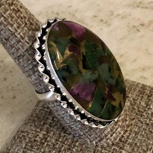 NWOT Copper Ruby Zoisite Statement Ring Size 8.5